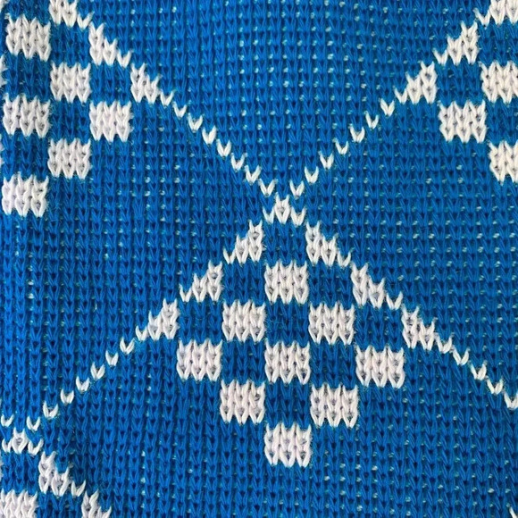 Prime Connection Vintage 80s Geometric Crewneck Knit Sweater Size M Blue White - Picture 11 of 16